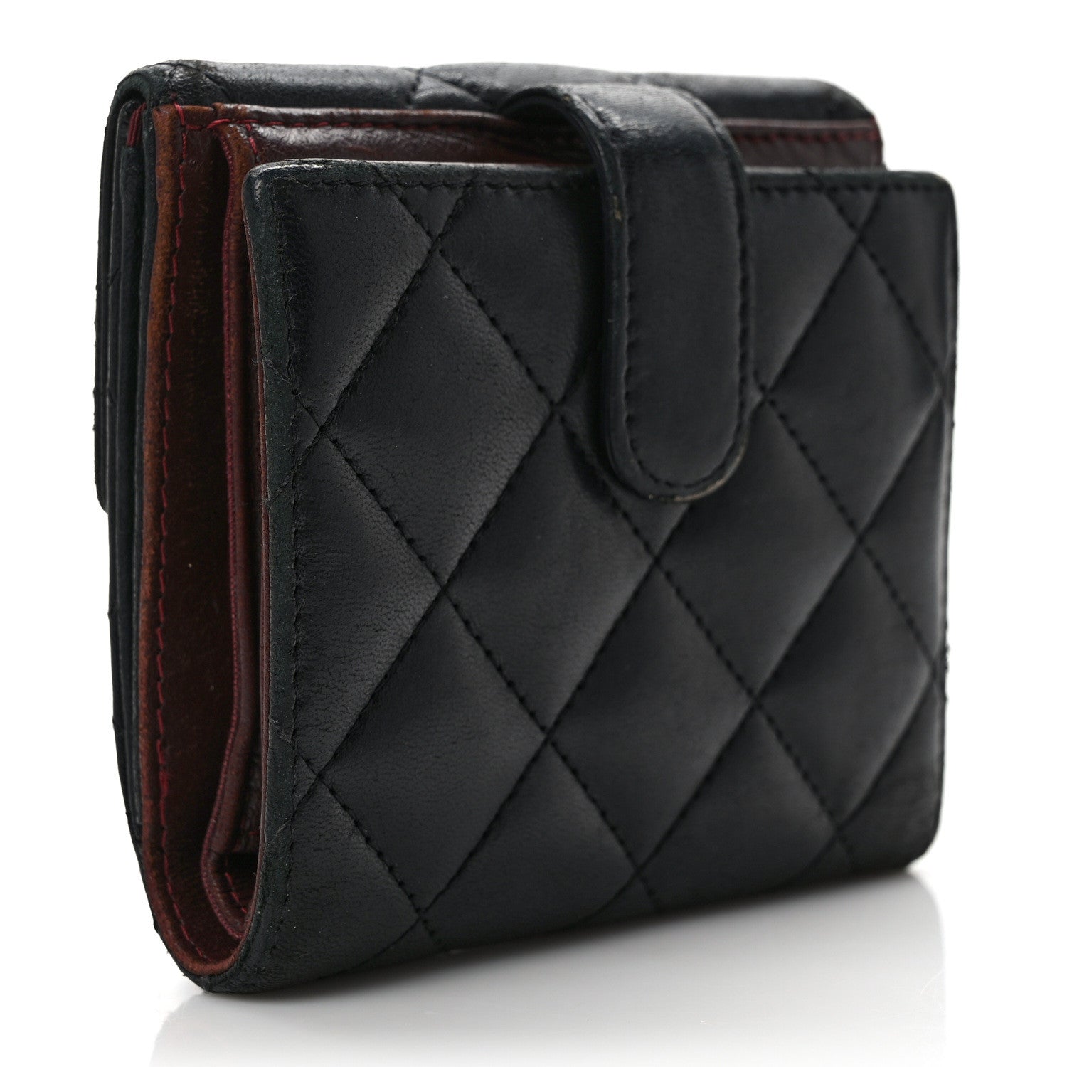Chanel Lambskin Quilted Compact French Flap Wallet Black 3 of 10