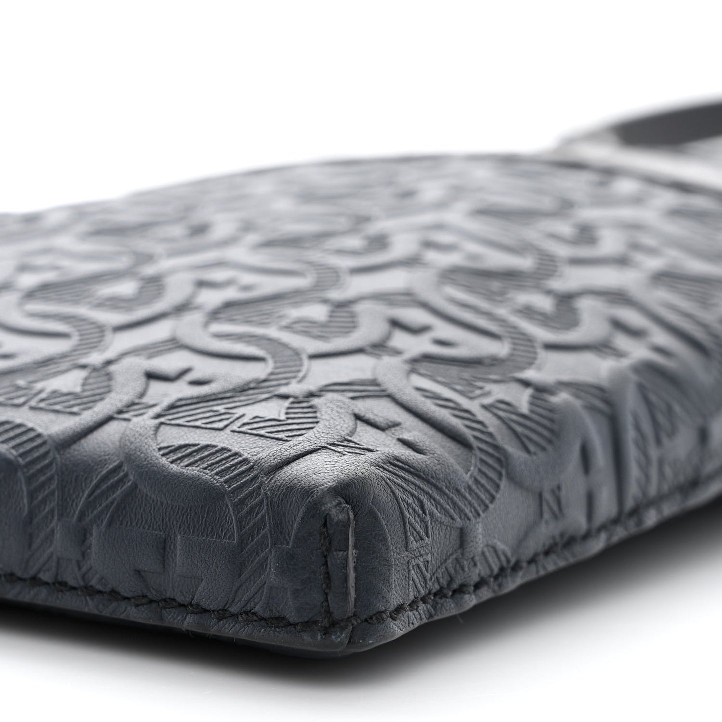 Calfskin Gancini Embossed Travel Pouch Black