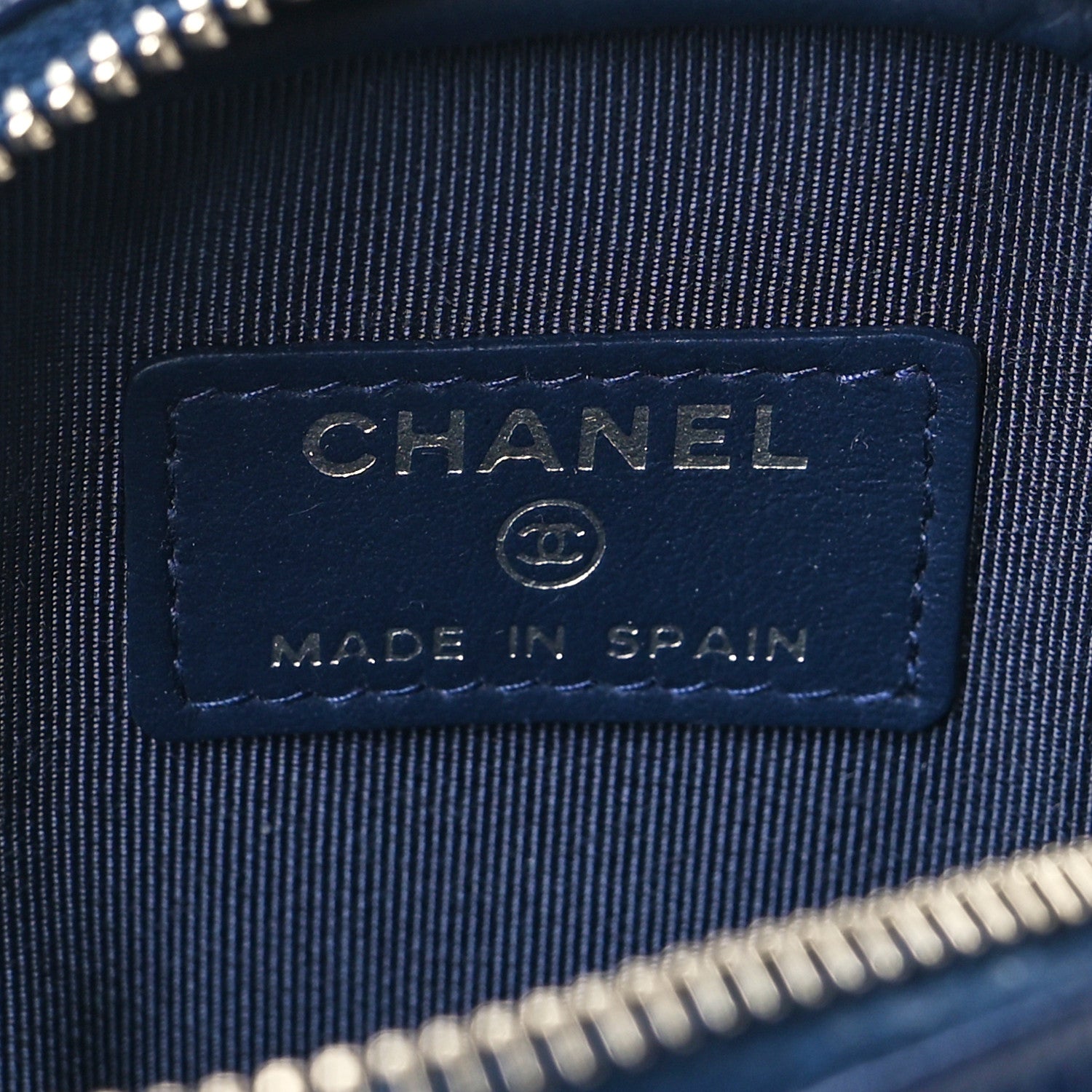Chanel Caviar Quilted Zip Around Classic Coin Purse Navy Blue 6 of 8