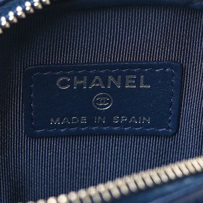 Chanel Caviar Quilted Zip Around Classic Coin Purse Navy Blue 6 of 8