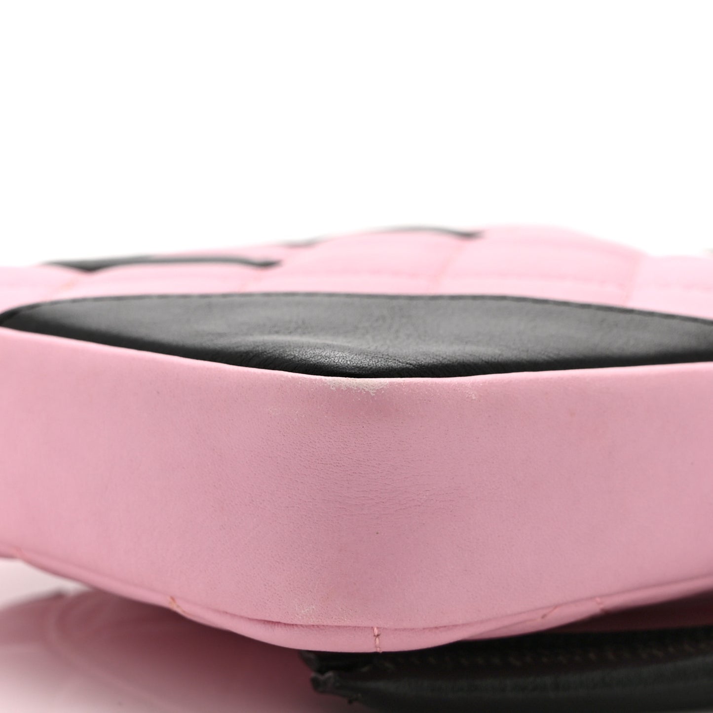 Calfskin Quilted Small Cambon Messenger Pink Black
