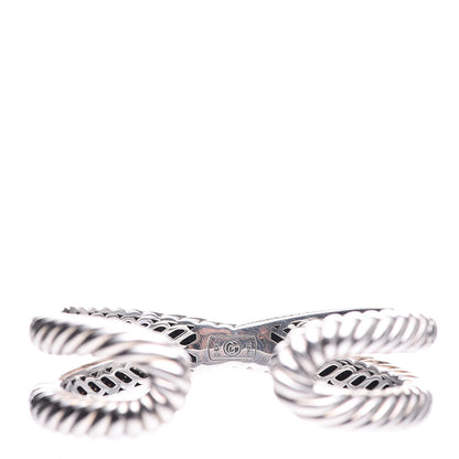 David Yurman Sterling Silver Pave Diamonds Crossover Cuff 4 of 5