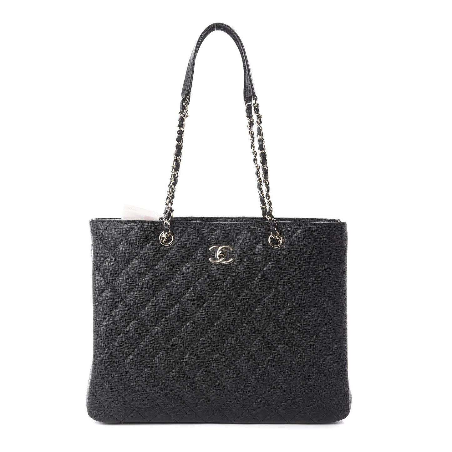 Caviar Quilted Large Shopping Tote Black