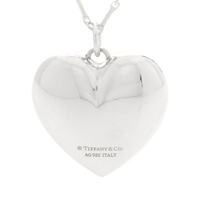 Tiffany Sterling Silver Puffed Heart Pendant Link Necklace 5 of 5
