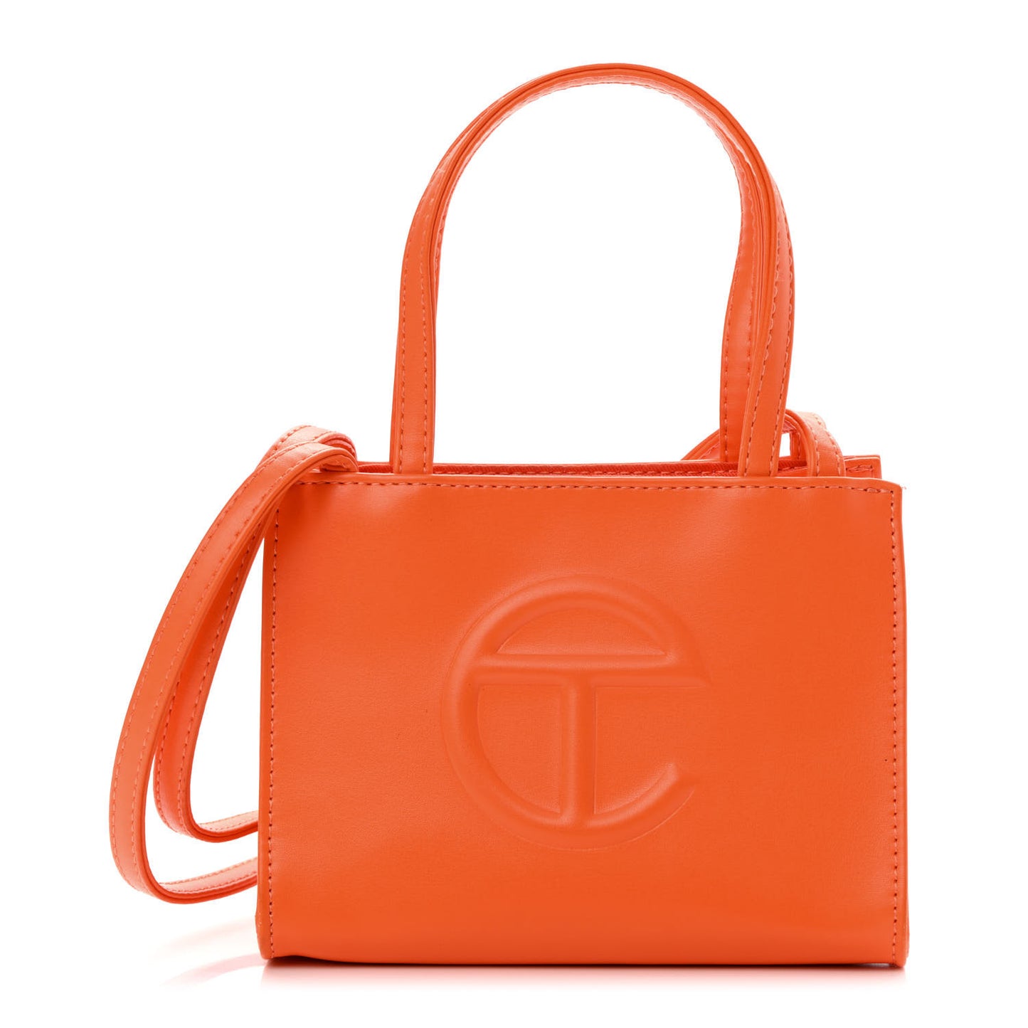 Vegan Leather Small Shopping Bag Orange
