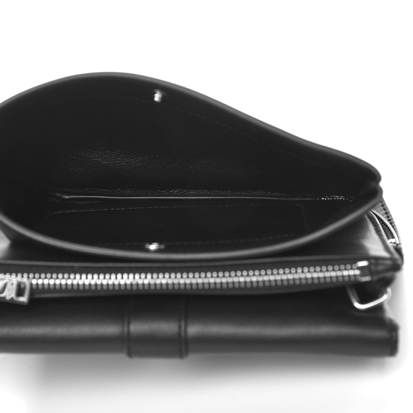 Calfskin Monogram Tri Pocket Crossbody Bag Black