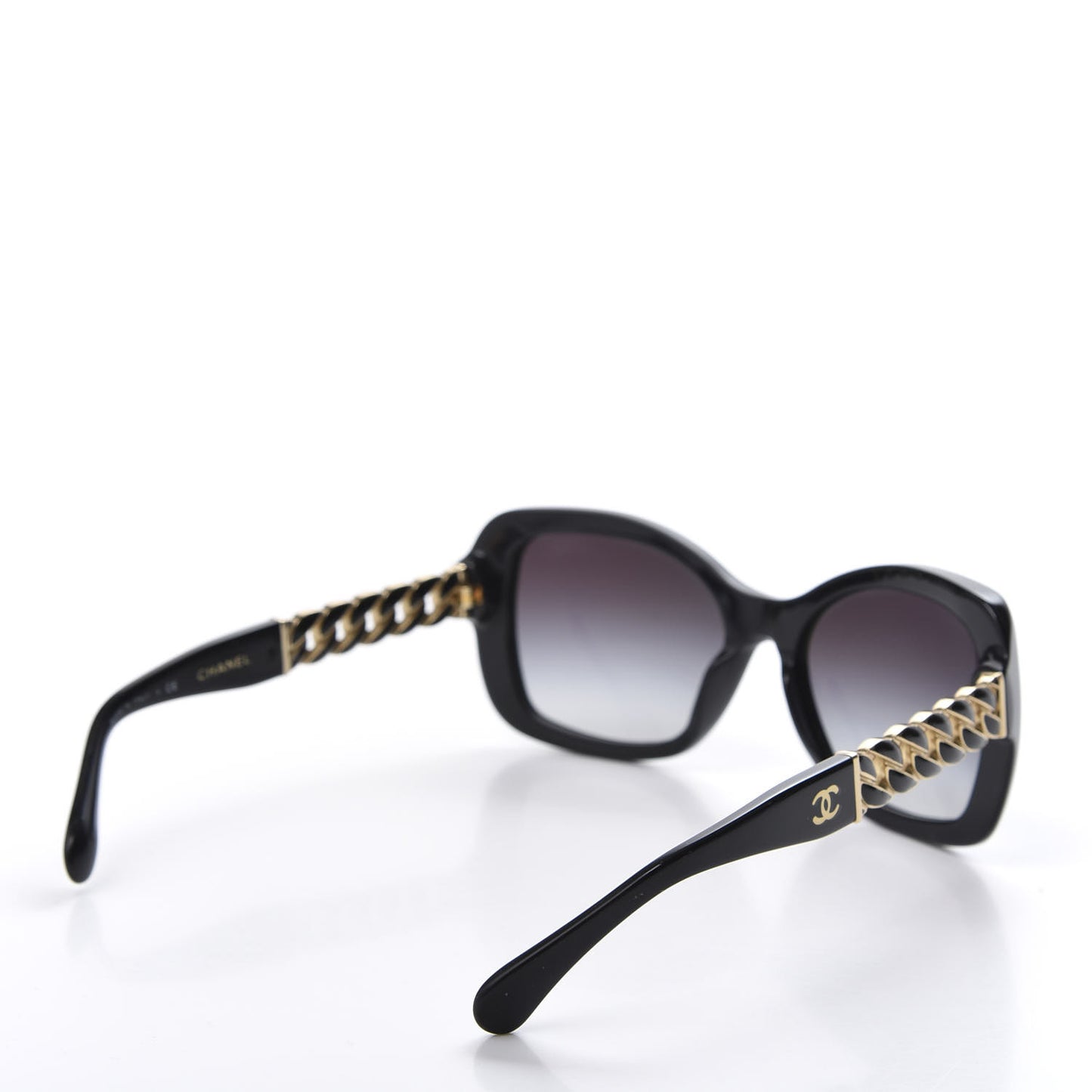Acetate Metal Chain Square Sunglasses 5305 Black