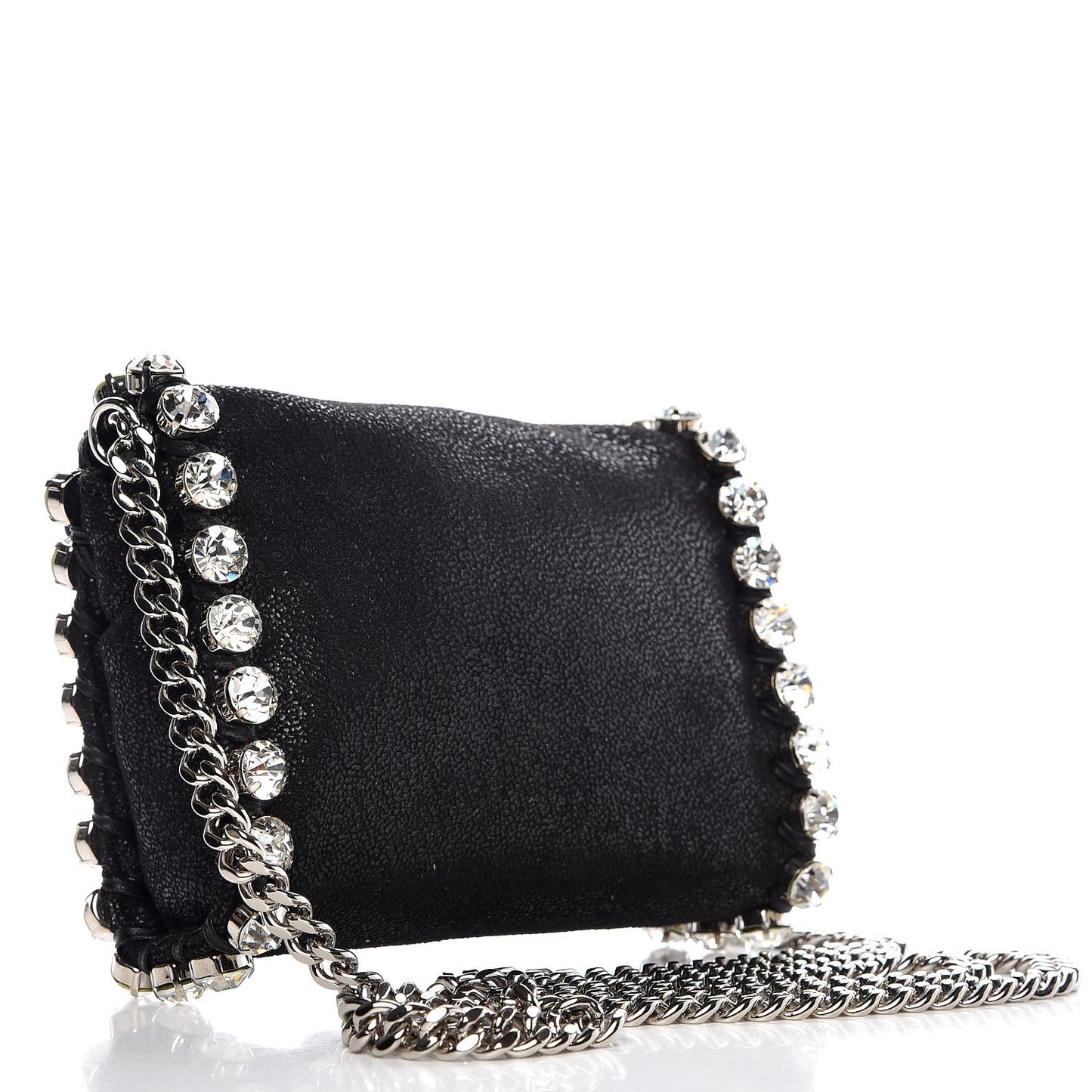 Shaggy Deer Tiny Fold Over Falabella Crystal Crossbody Black