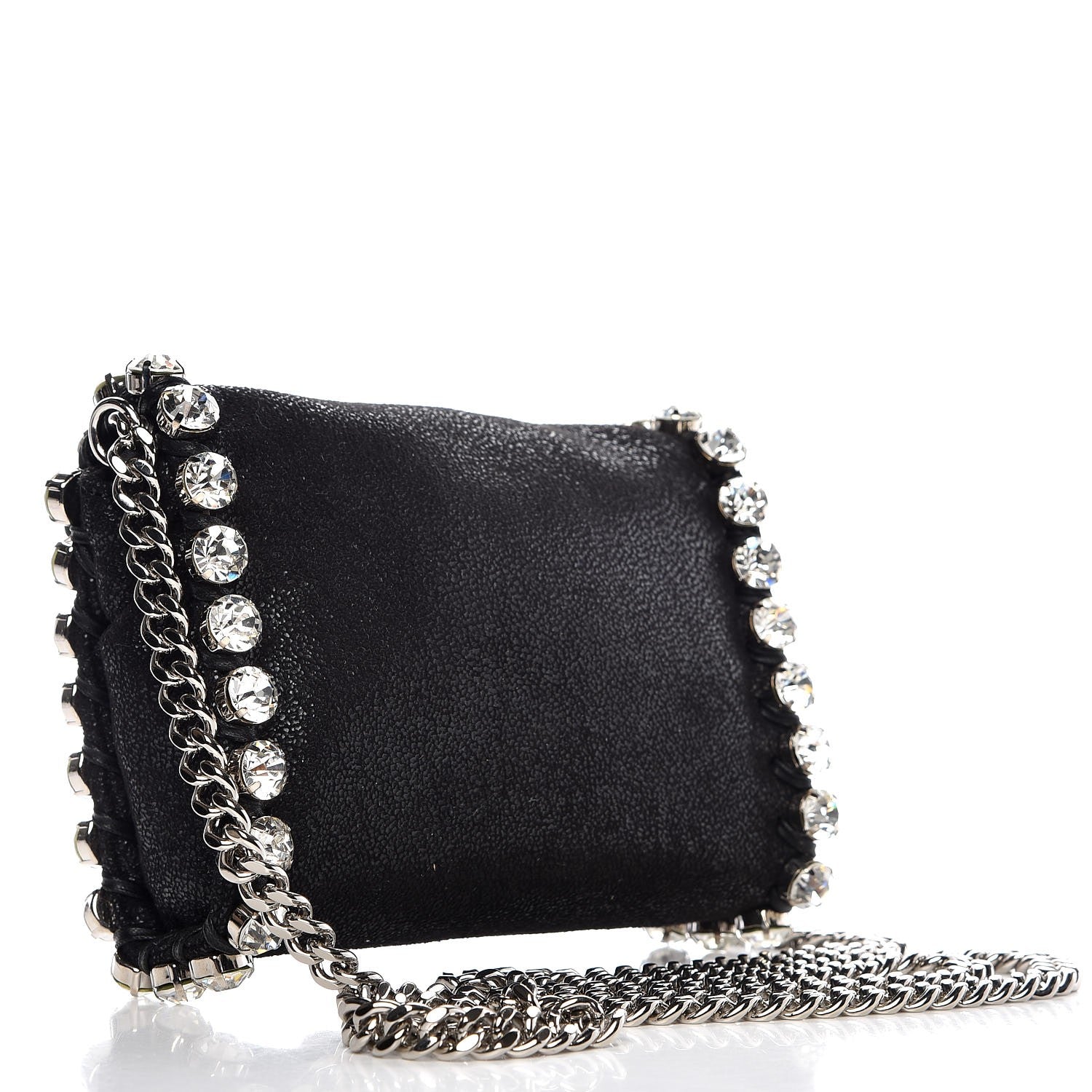 Stella McCartney Shaggy Deer Tiny Fold Over Falabella Crystal Crossbody Black 3 of 8