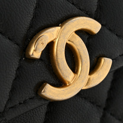 Chanel Lambskin Enamel Quilted Mini Top Handle Flap Black 11 of 11