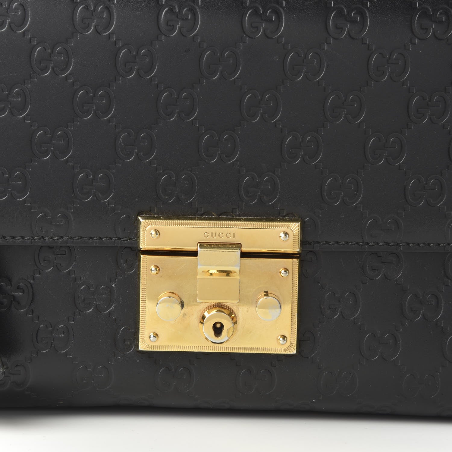 Gucci Guccissima Medium Padlock Shoulder Bag Black 10 of 13