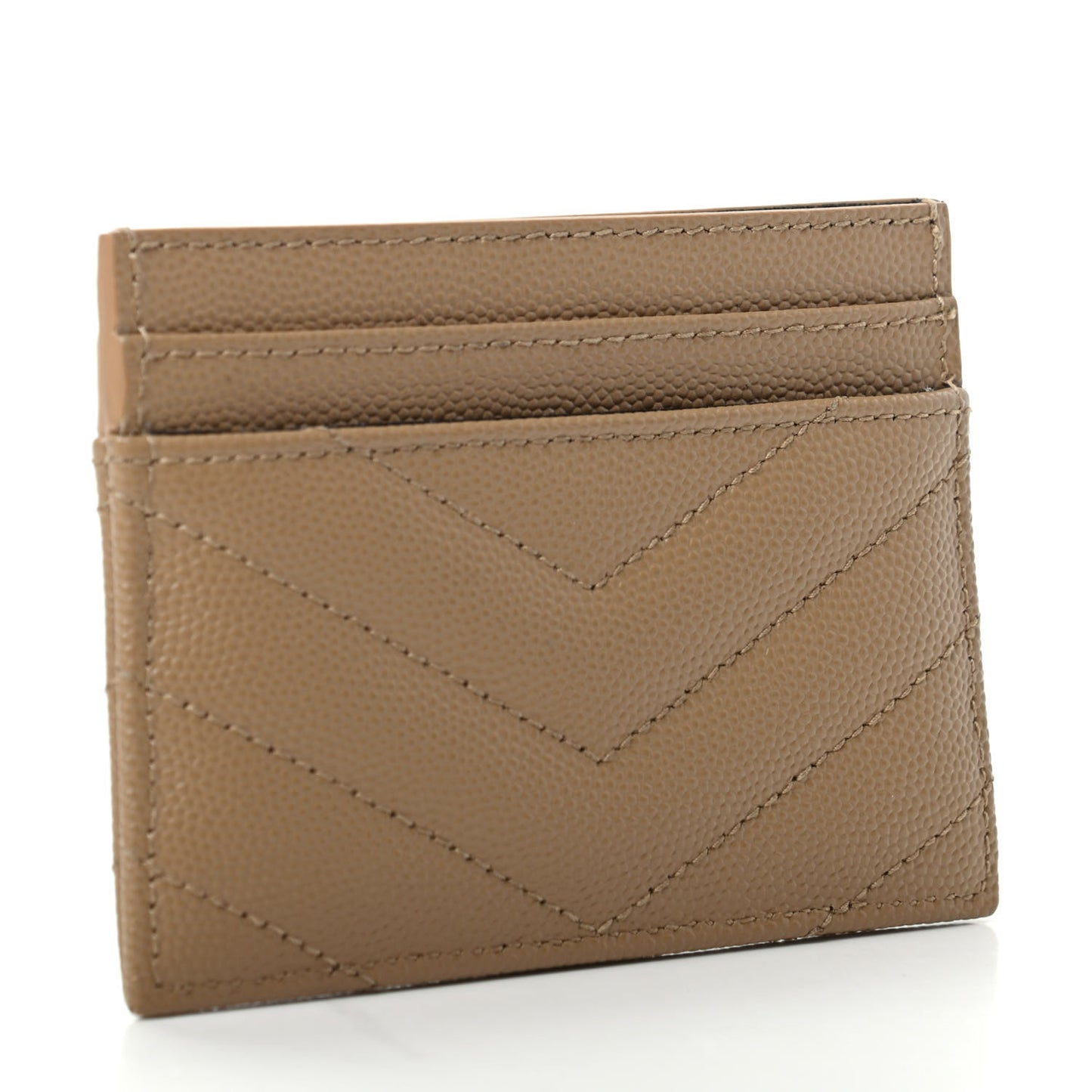 Grain De Poudre Matelasse Chevron Monogram Credit Card Case Dark Latte