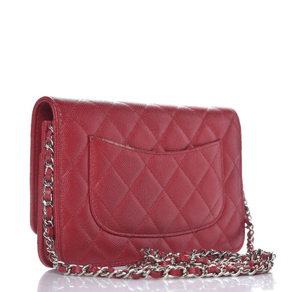 Chanel Caviar Quilted Wallet on Chain WOC Red 3 of 10