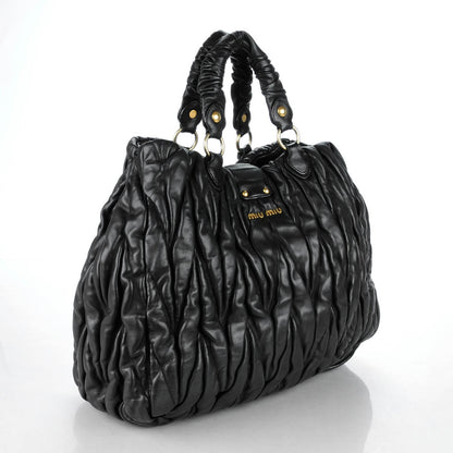 Miu Miu Nappa Matelasse Shopping Tote Nero Black 3 of 7