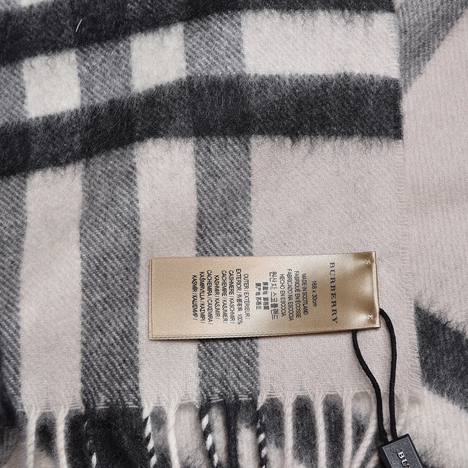Burberry Cashmere Giant Check Fringe Scarf Stone 5 of 6