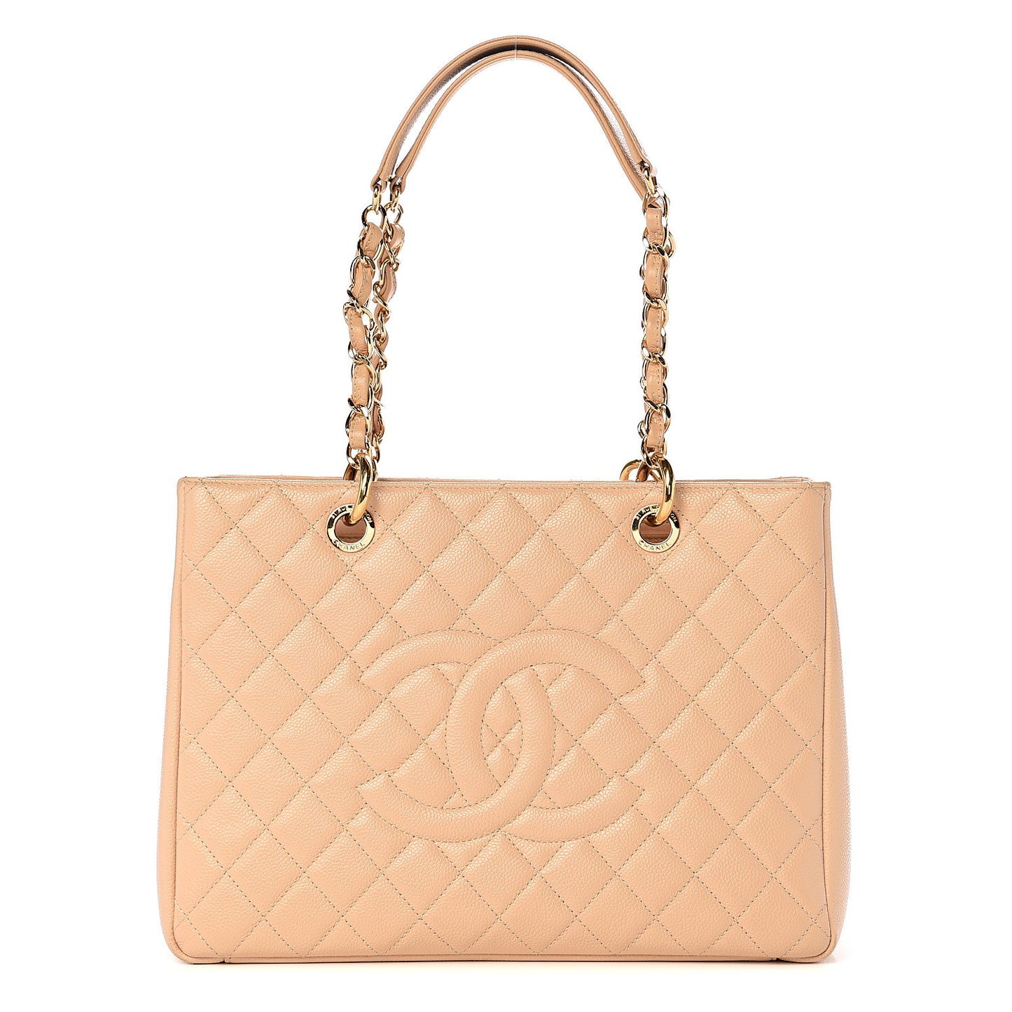 Caviar Quilted Grand Shopping Tote GST Beige Clair