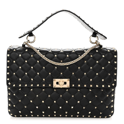 Valentino Garavani Lambskin Large Rockstud Spike Shoulder Bag Black 1 of 10