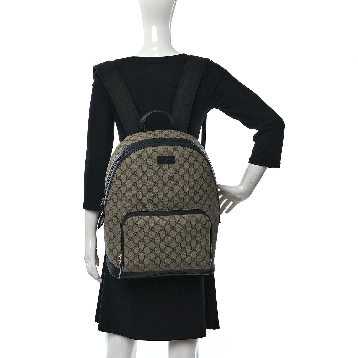 Gucci GG Supreme Monogram Medium Backpack Black 2 of 9