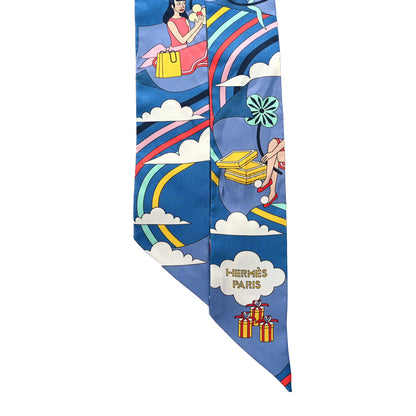 Hermes Silk Carres Volants Twilly Bleu Jaune Vif Multicolor 2 of 4