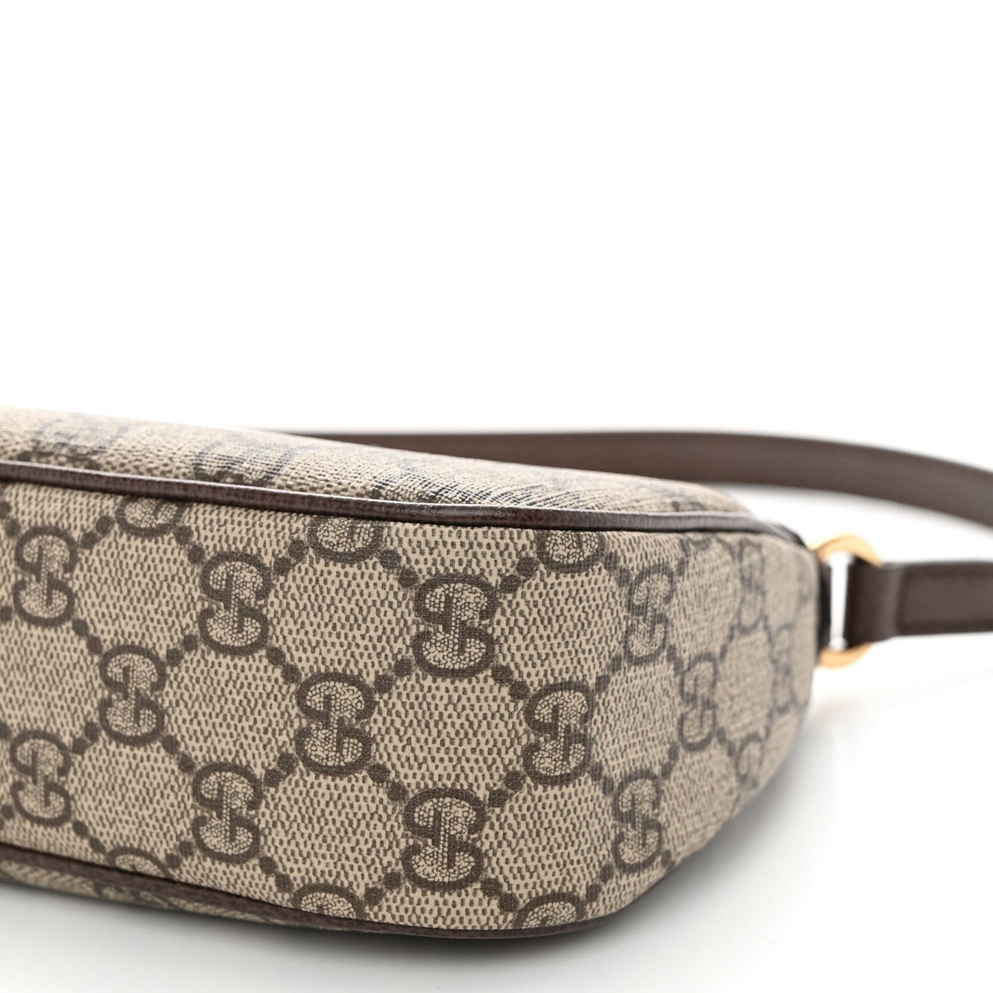 GG Supreme Monogram Textured Dollar Calfskin Small Ophidia Hobo Beige Ebony New Acero