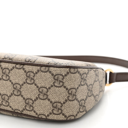 Gucci GG Supreme Monogram Textured Dollar Calfskin Small Ophidia Hobo Beige Ebony New Acero 10 of 12