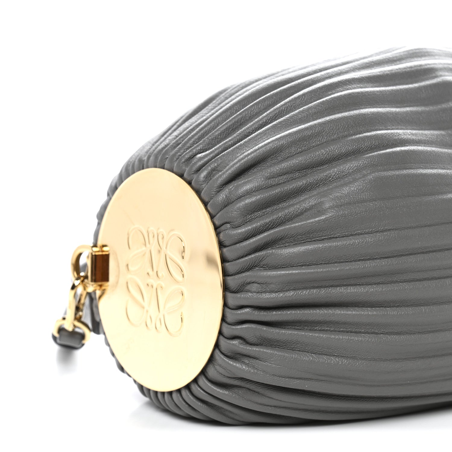 Loewe Lambskin Pleated Bracelet Pouch shoulder Bag Asphalt Grey 8 of 9