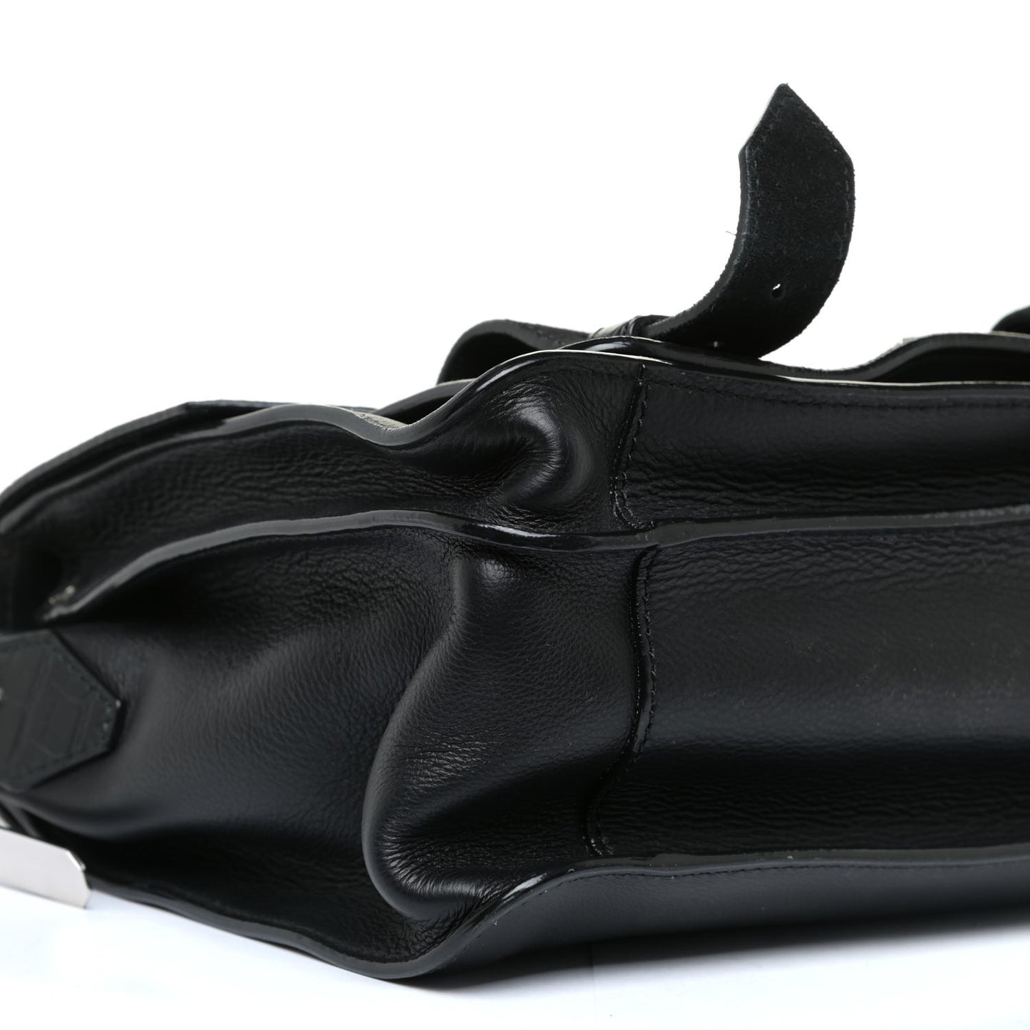 Suede Calfskin Crocodile Embossed Medium PS1 Satchel Black