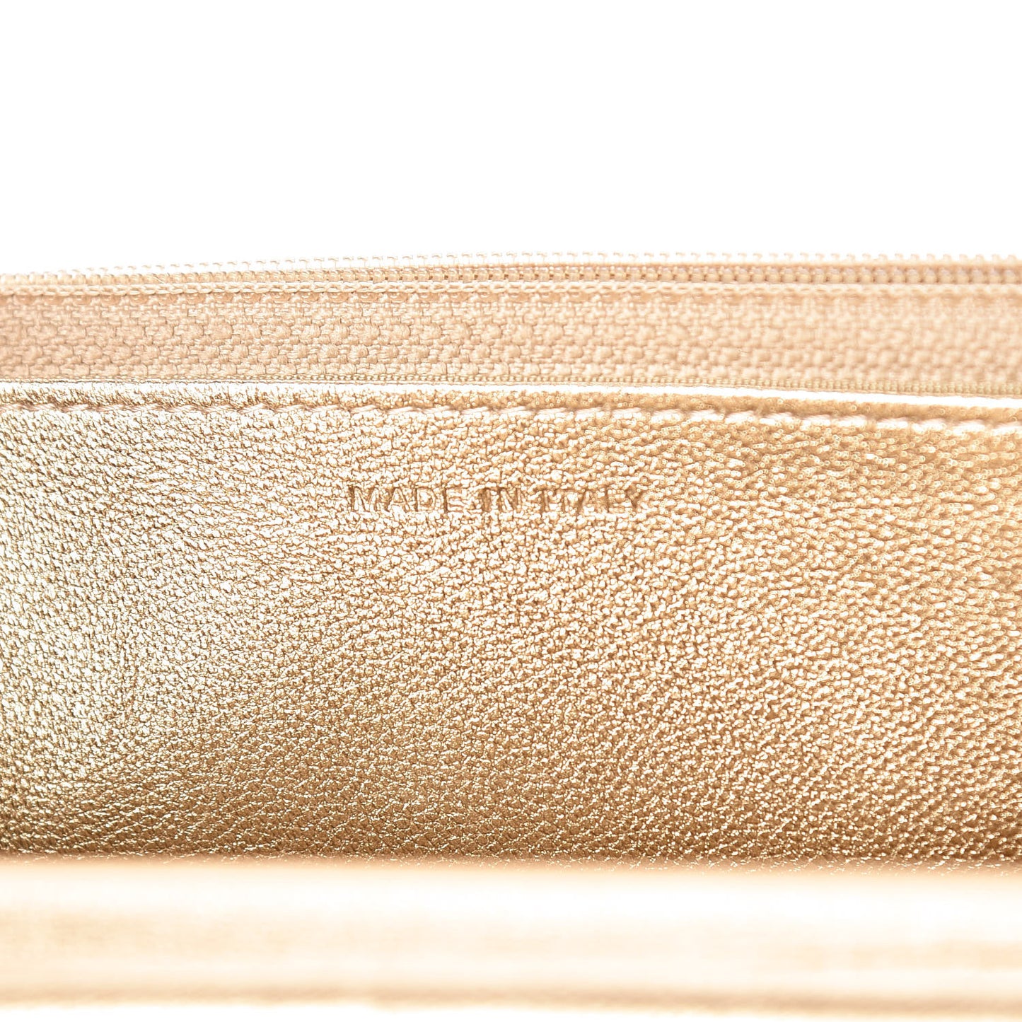 Metallic Lambskin Chevron Quilted Wallet On Chain WOC Gold