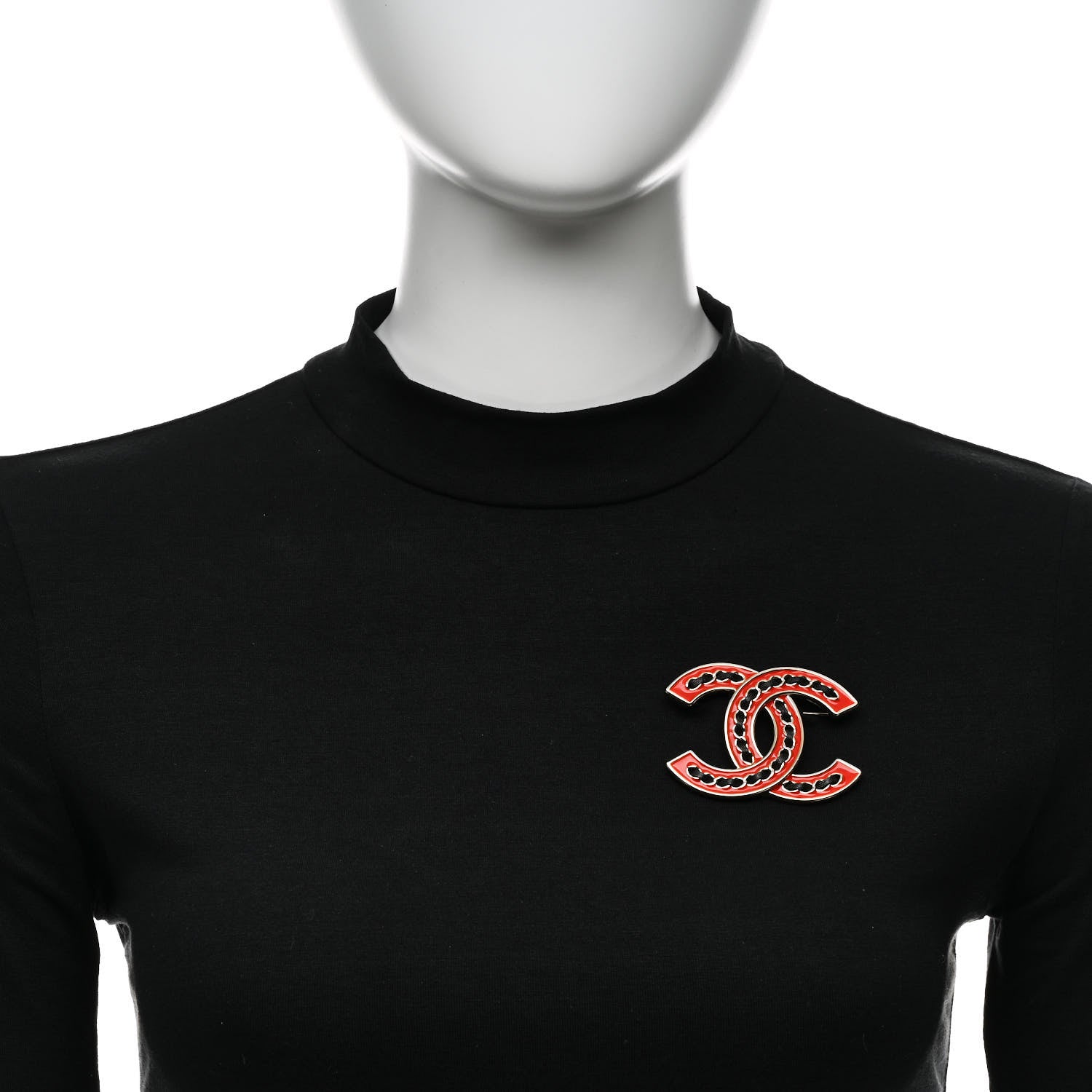 Chanel Lambskin Enamel CC Brooch Gold Black Orange 2 of 4