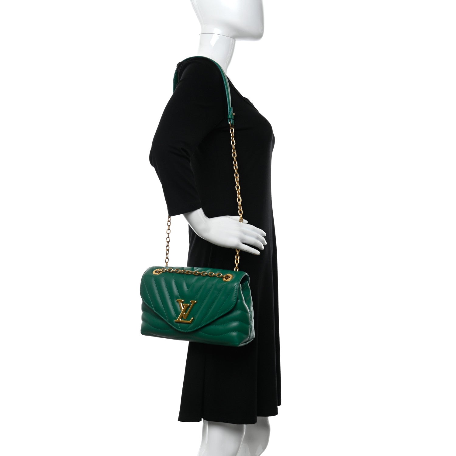 Louis Vuitton Calfskin New Wave Chain Bag MM NM Emerald 2 of 9