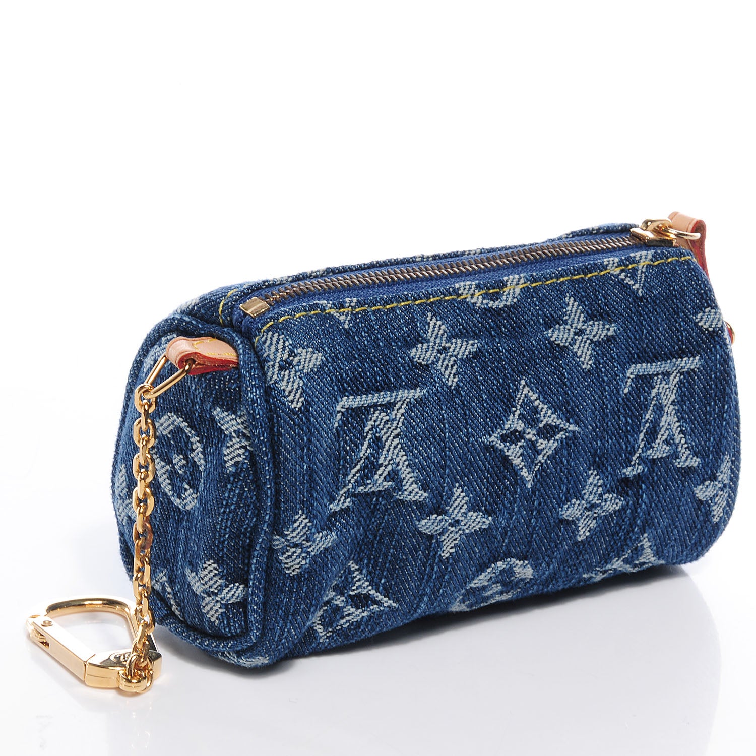 Louis Vuitton Monogram Denim Pochette Speedy PM Key Holder Blue 3 of 7