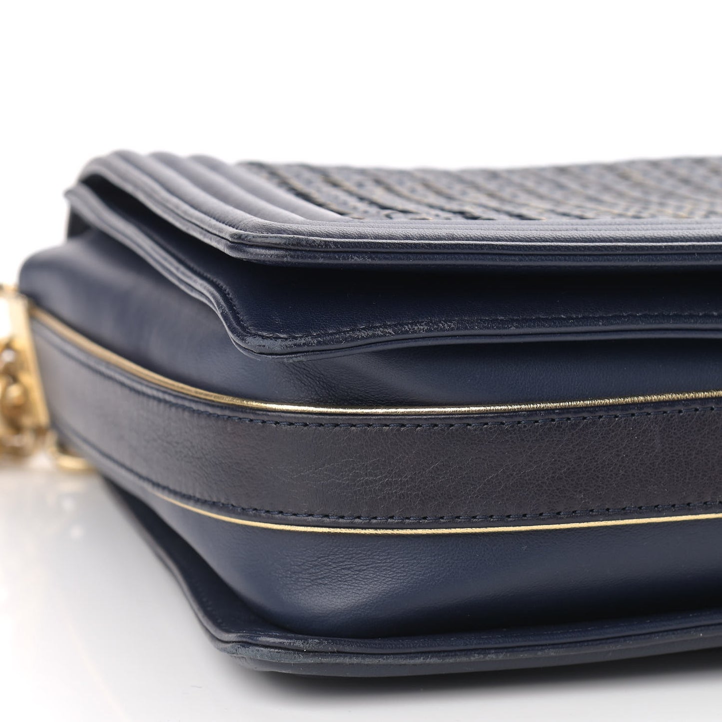 Braided Sheepskin New Medium Boy Flap Navy