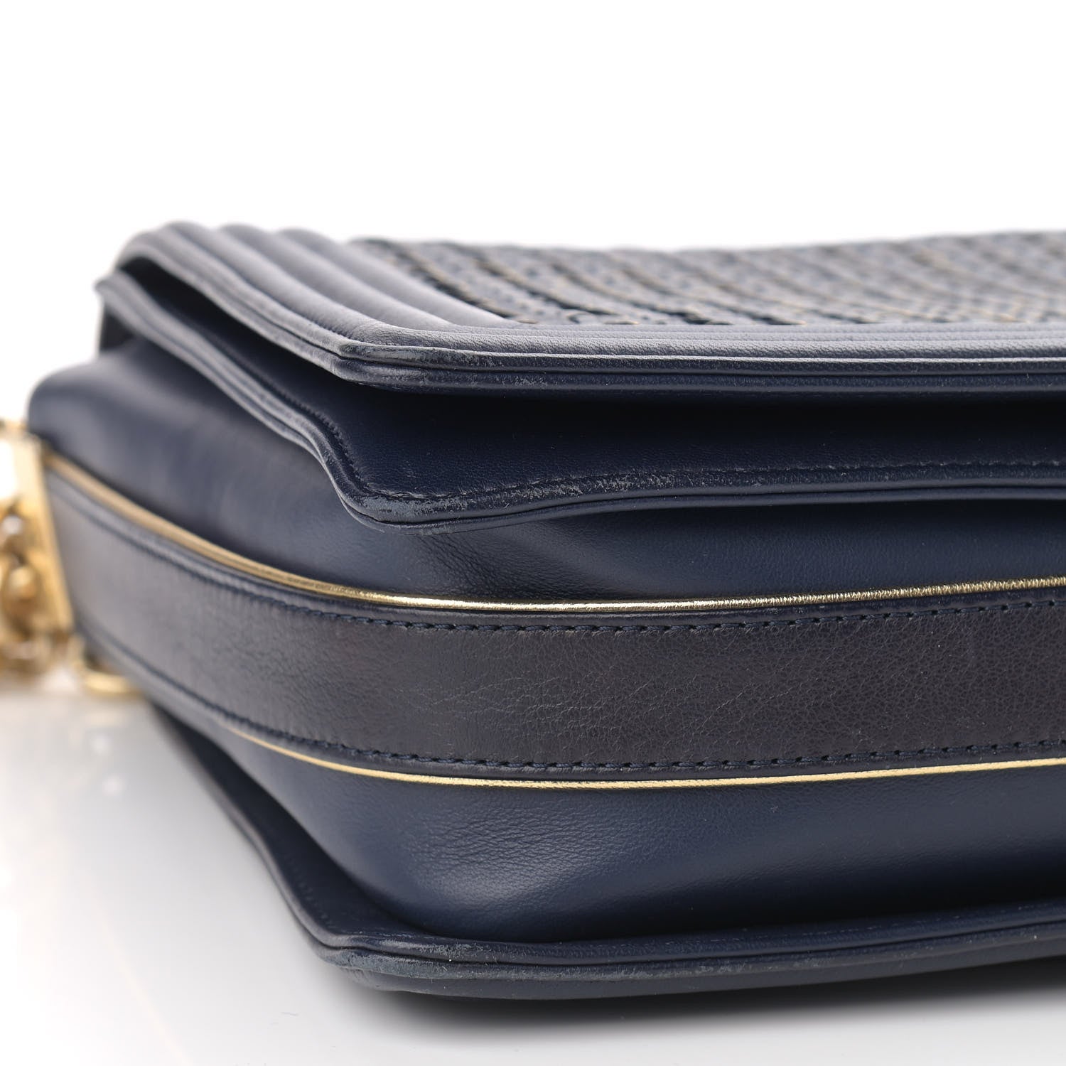 Chanel Braided Sheepskin New Medium Boy Flap Navy 8 of 13