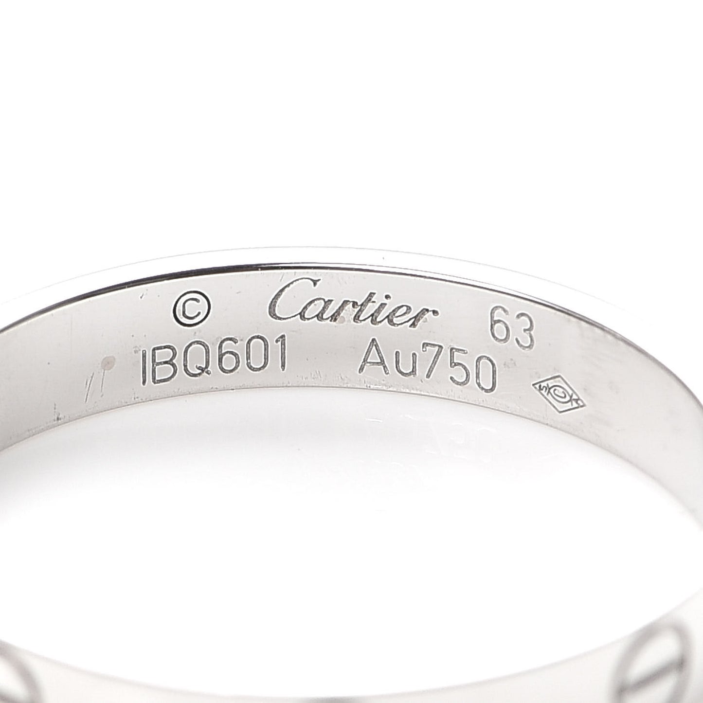 18K White Gold 3.5mm LOVE Wedding Band Ring 63 10.25