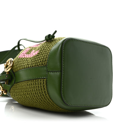 Fendi Crochet Vitello King F is Fendi Logo Woven Mini Mon Tresor Bucket Bag Verde Militare Rosa 7 of 8