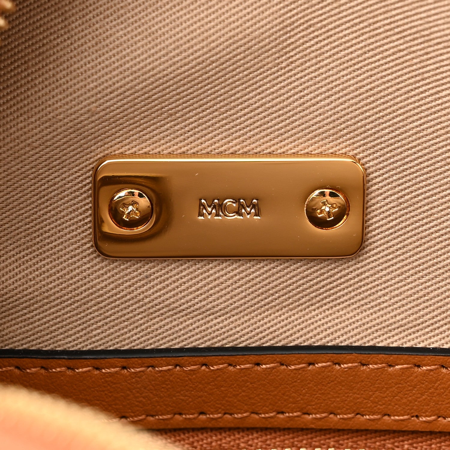 MCM Visetos Medium Boston Bag Cognac 7 of 11