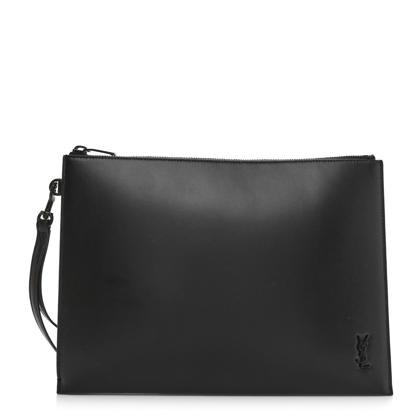 Shiny Calfskin Monogram Zipped Tablet Holder Black