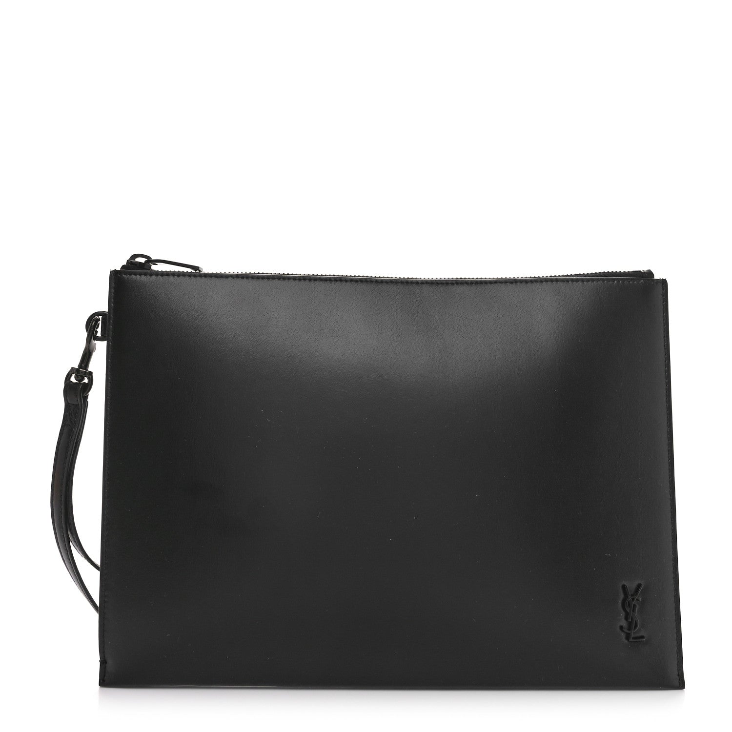 Saint Laurent Shiny Calfskin Monogram Zipped Tablet Holder Black 1 of 8