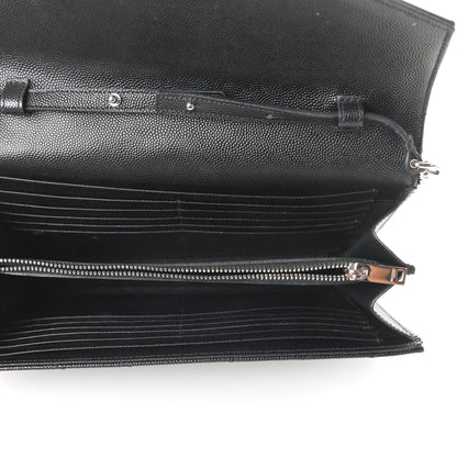 Saint Laurent Grain De Poudre Matelasse Chevron Monogram Chain Wallet Black 5 of 10