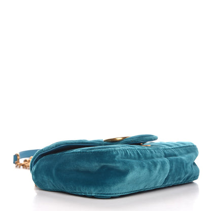 Gucci Velvet Matelasse Mini GG Marmont Shoulder Bag Pavone Cyan 4 of 11