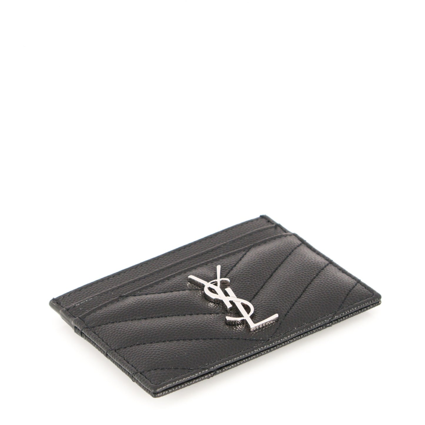 Grain De Poudre Matelasse Chevron Monogram Credit Card Case Black