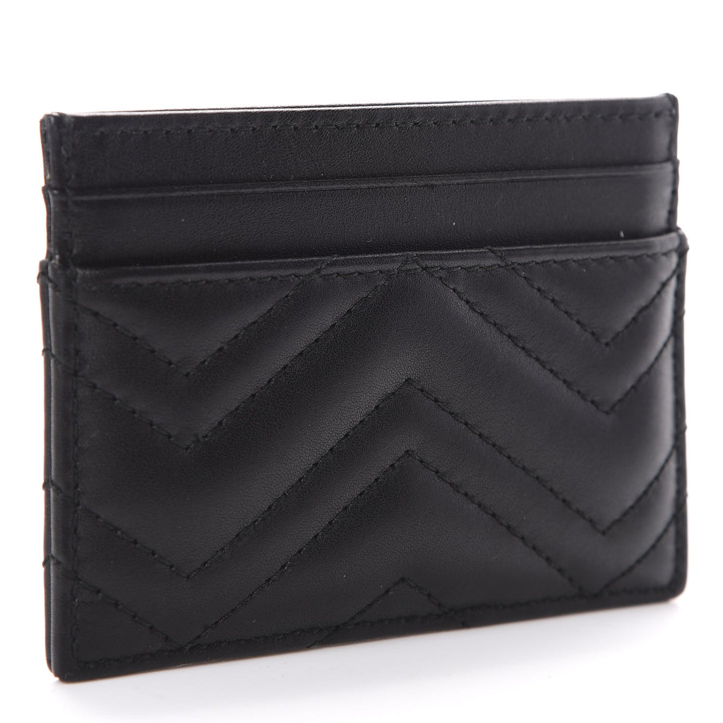 Calfskin Matelasse GG Marmont Card Holder Black