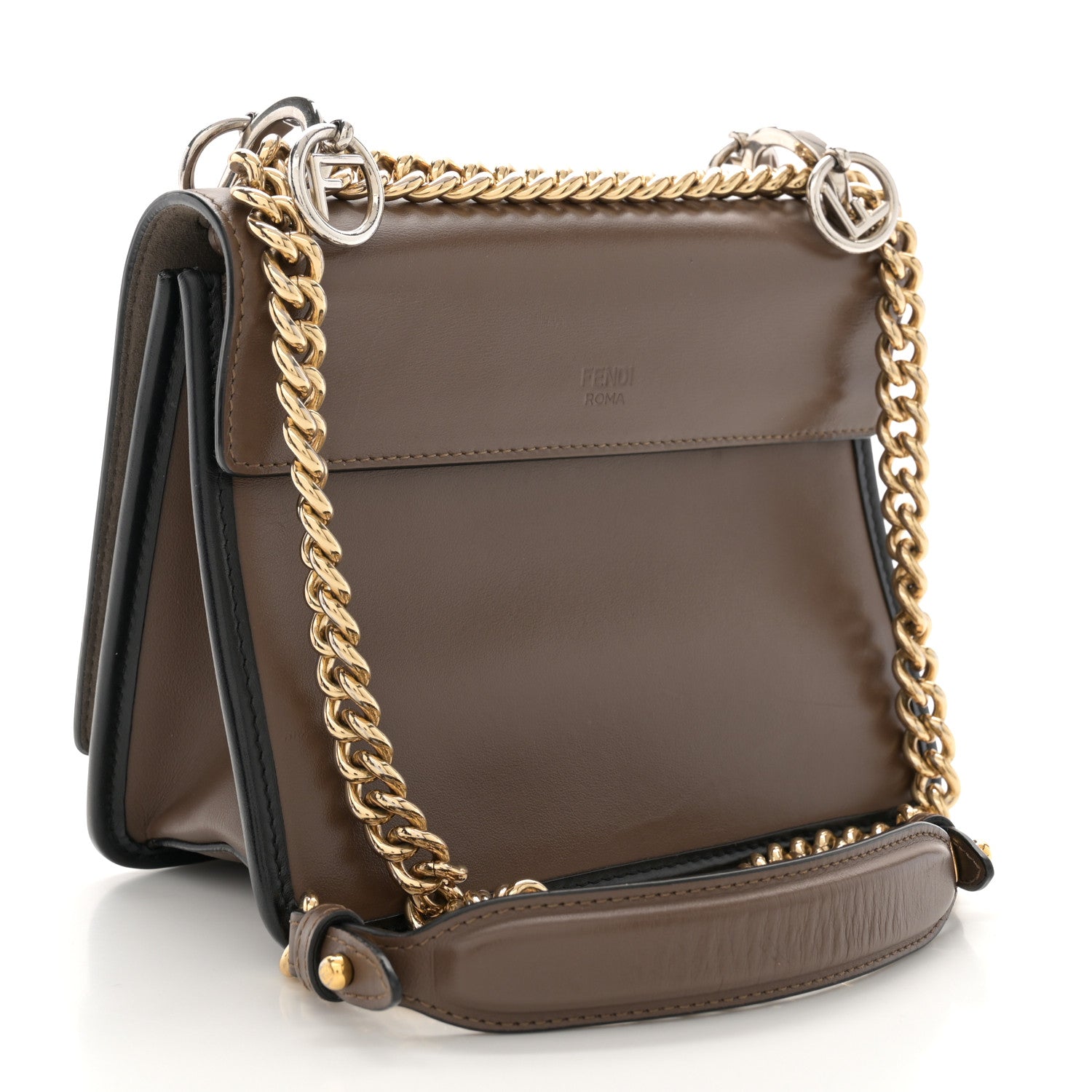 Fendi Vitello Century F is Fendi Bi-Color FF 1974 Embossed Small Kan I Shoulder Bag Maya Black 3 of 13