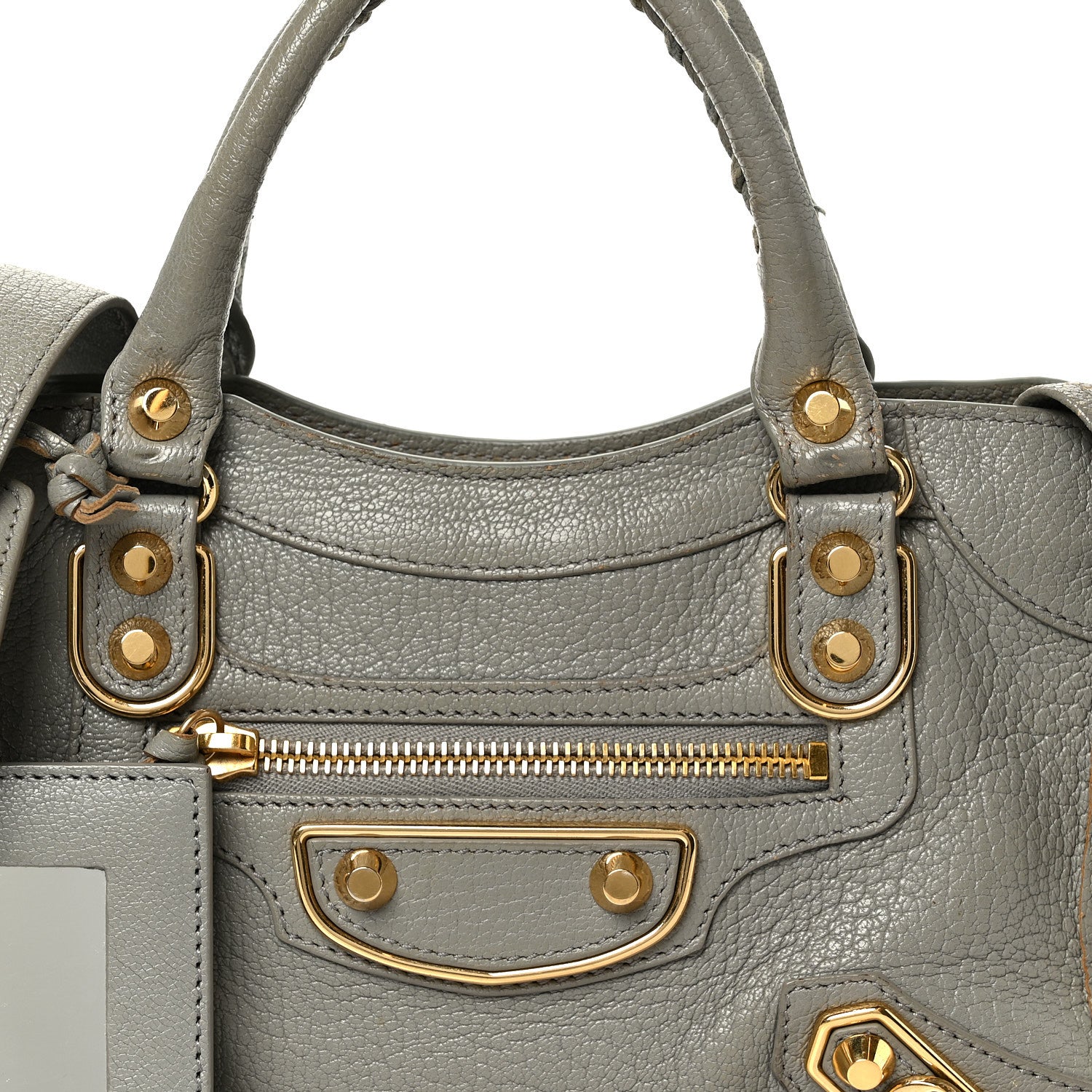 Balenciaga Chevre Gold Metallic Edge Hardware Mini City Gris Taupe 9 of 11