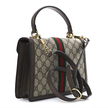 Gucci GG Supreme Monogram Textured Dollar Calfskin Web Small Ophidia Padlock Top Handle Bag Beige Ebony New Acero 3 of 13