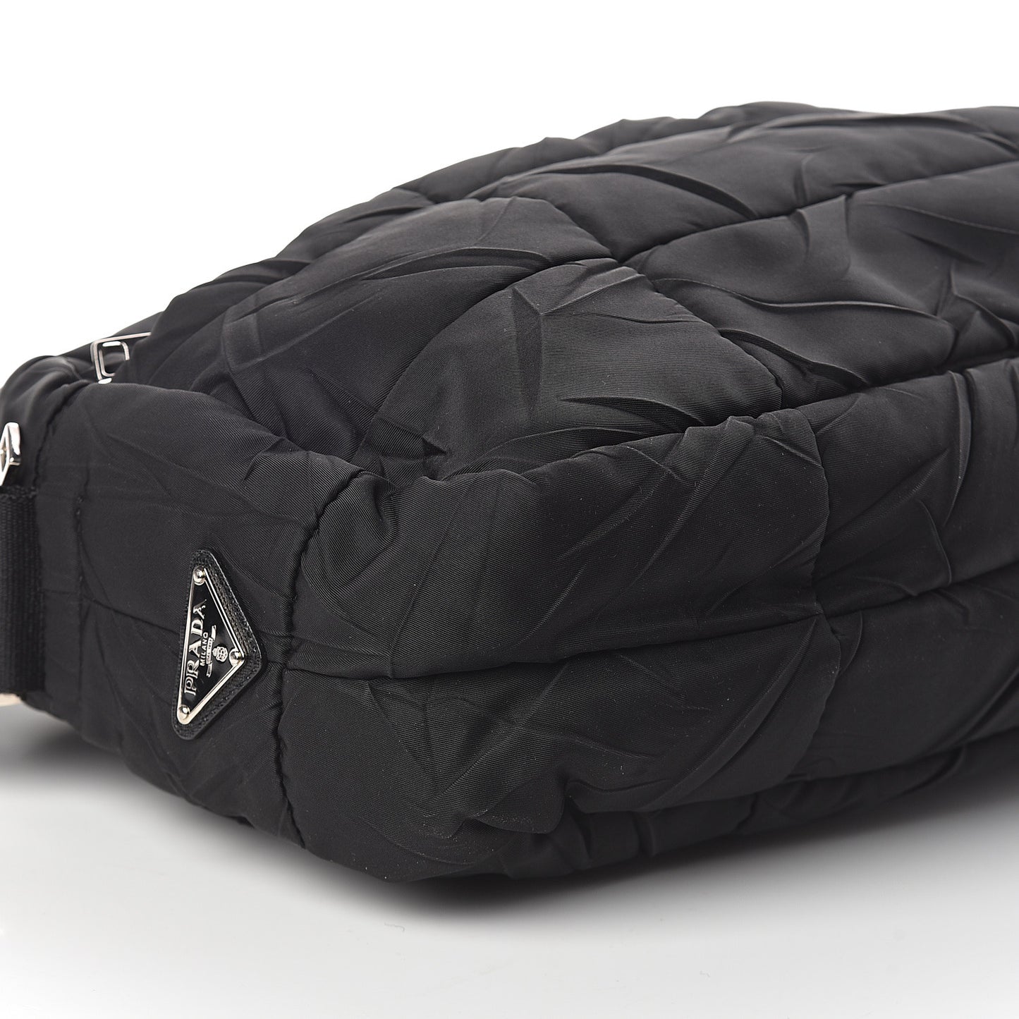 Nylon Tessuto Impuntu Quilted Shoulder Bag Black