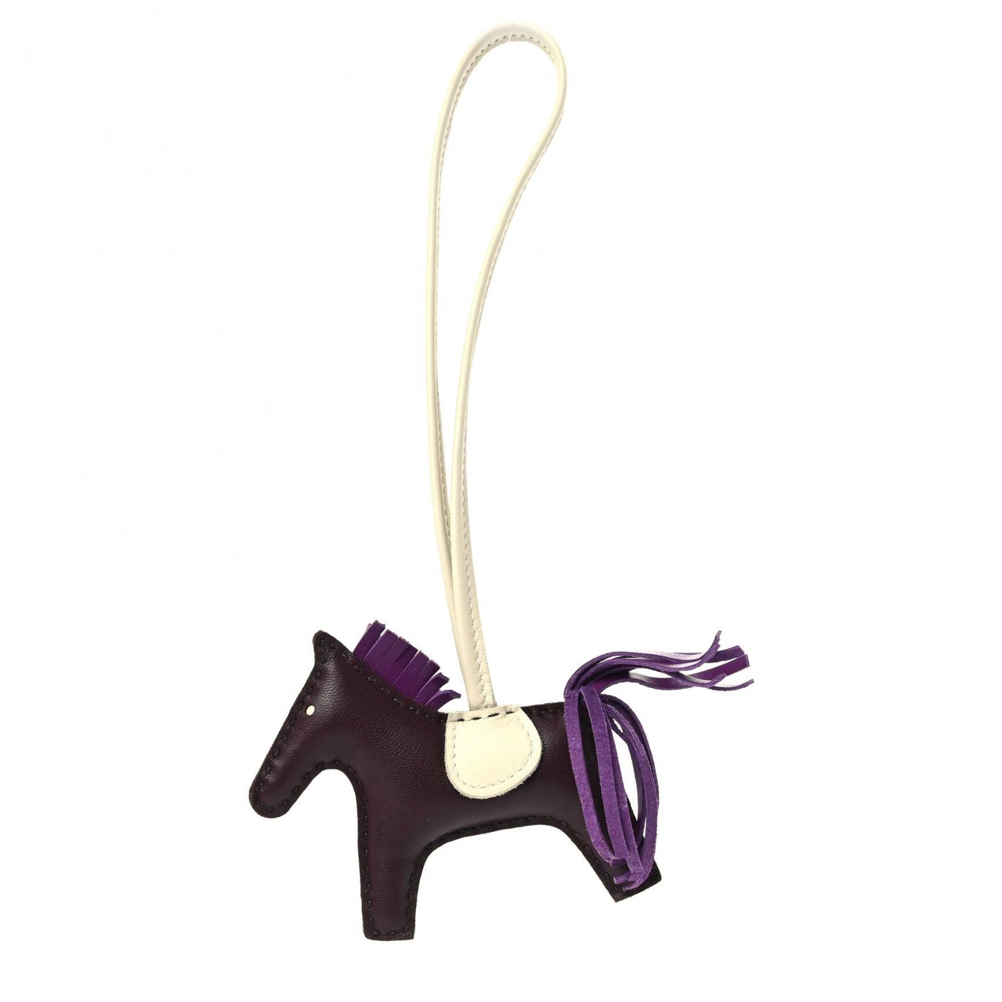 Milo Lambskin Grigri Rodeo Horse Bag Charm PM Rouge Sellier Craie Violet