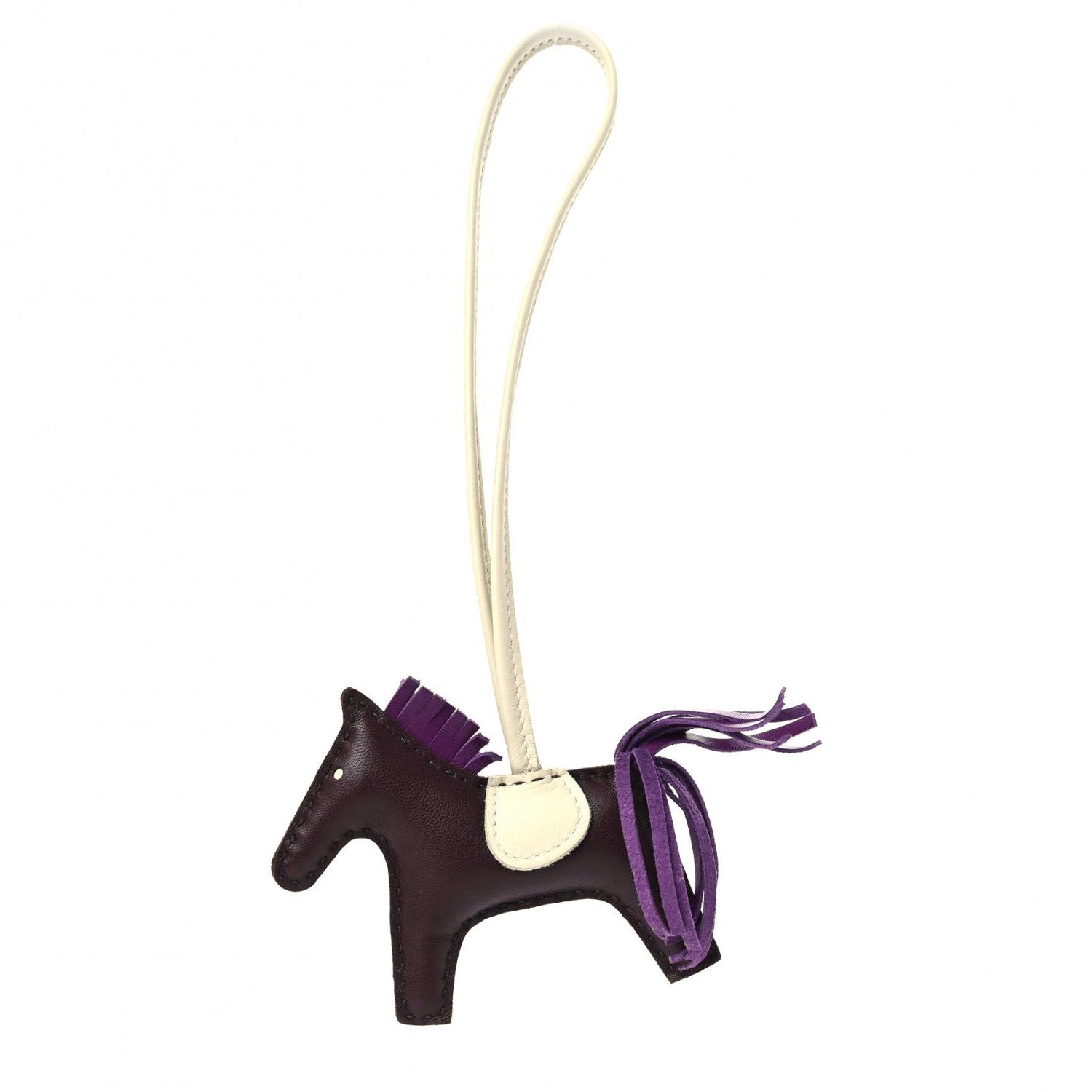 Hermes Milo Lambskin Grigri Rodeo Horse Bag Charm PM Rouge Sellier Craie Violet 1 of 7