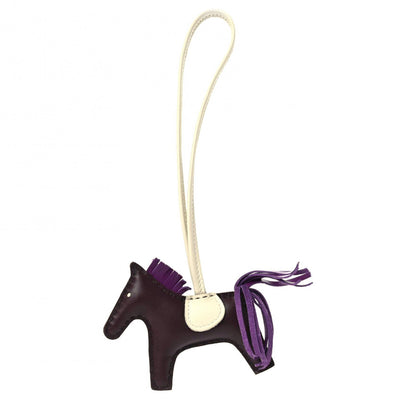 Hermes Milo Lambskin Grigri Rodeo Horse Bag Charm PM Rouge Sellier Craie Violet 1 of 7
