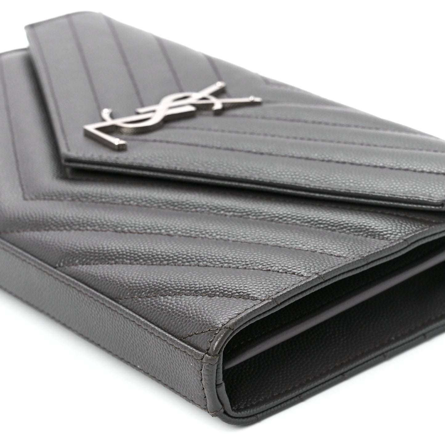 Grain De Poudre Matelasse Chevron Monogram Chain Wallet Earth